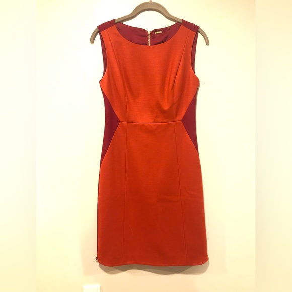 Elie Tahari orange and red sleeveless cocktail dress - Picture 1 of 7